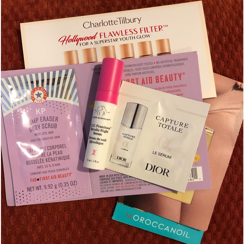 Assorted makeup and skin samples
